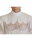 Dolce & Gabbana Elegant White Lace Trim Cotton Blouse