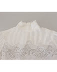 Dolce & Gabbana Elegant White Lace Trim Cotton Blouse