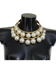 Dolce & Gabbana Elegant Faux Pearl Embellished Gold Choker