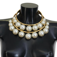 Dolce & Gabbana Elegant Faux Pearl Embellished Gold Choker