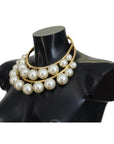 Dolce & Gabbana Elegant Faux Pearl Embellished Gold Choker