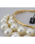 Dolce & Gabbana Elegant Faux Pearl Embellished Gold Choker