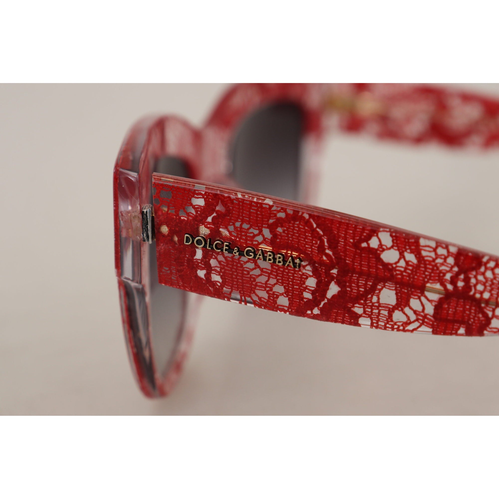 Dolce & Gabbana Elegant Red Lace Detail Sunglasses
