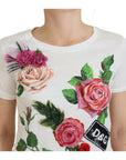 Dolce & Gabbana Elegant Multicolor Rose Print Cotton Tee