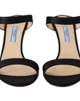 Prada Elegant Black Leather Heels Pumps
