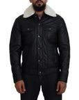 Dolce & Gabbana Elegant Black Leather Bomber Jacket