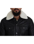 Dolce & Gabbana Elegant Black Leather Bomber Jacket