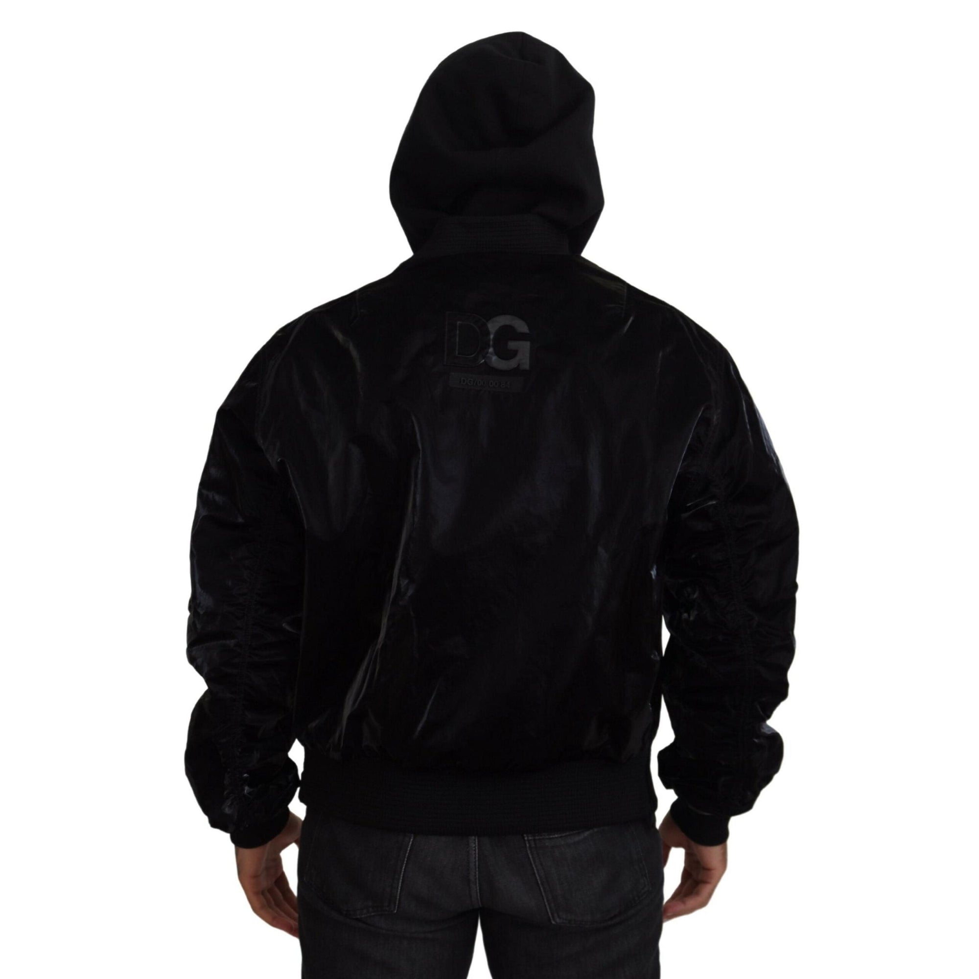 Dolce & Gabbana Elegant Black Bomber Hooded Jacket
