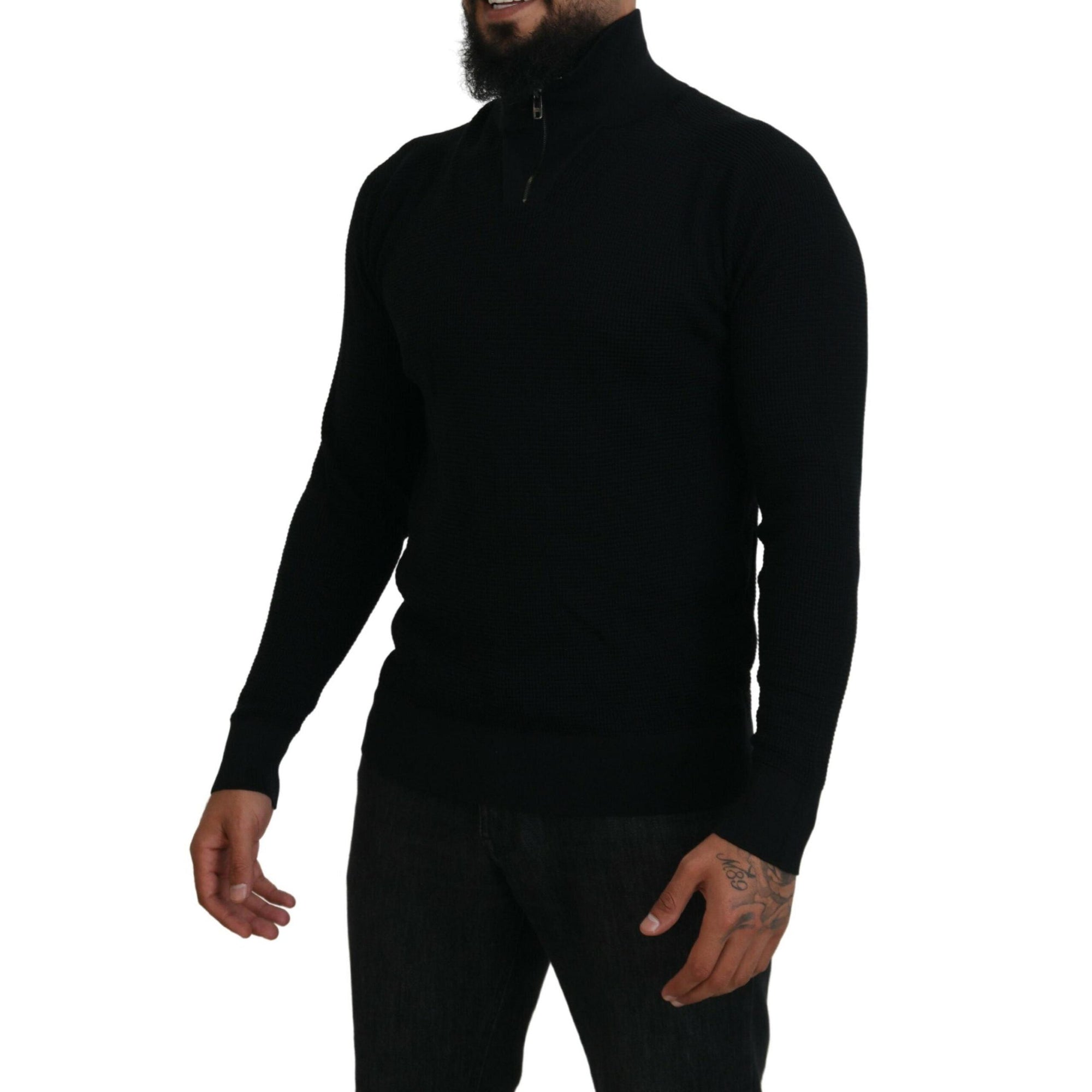 Dolce & Gabbana Elegant Silk Blend Black Pullover Sweater