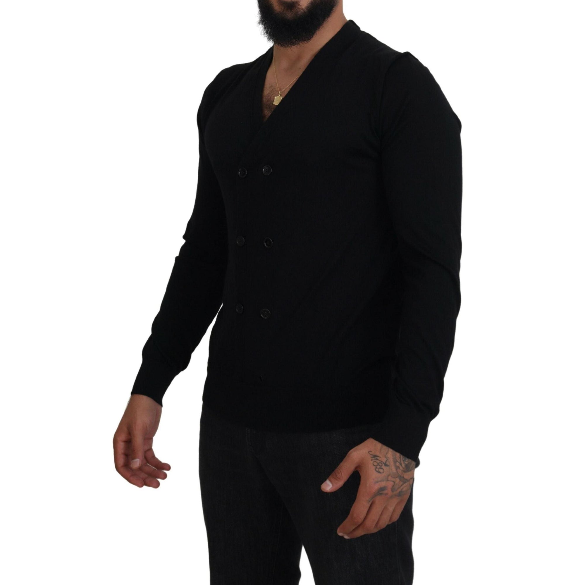 Dolce & Gabbana Elegant Black Cashmere Cardigan Sweater