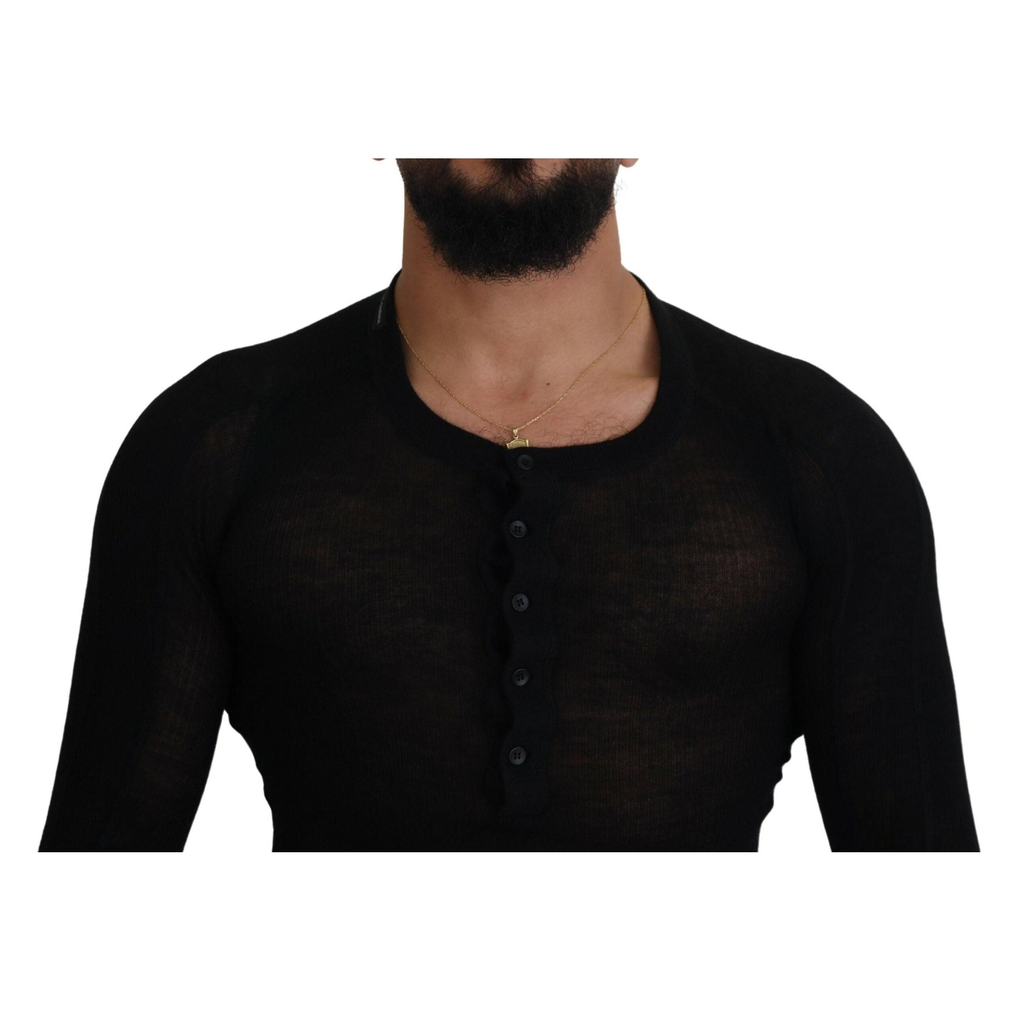Dolce & Gabbana Elegant Black Cashmere Pullover Sweater