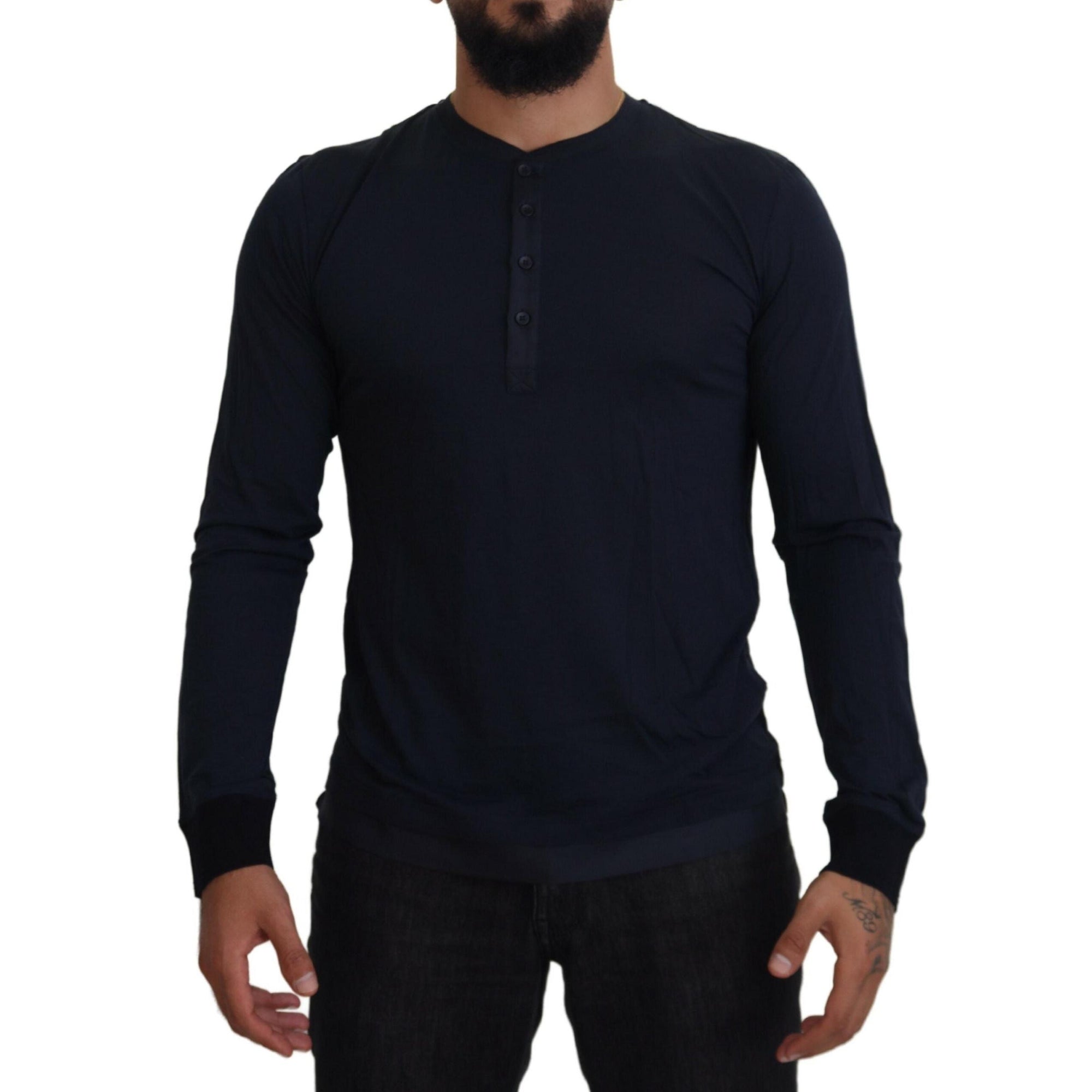 Dolce & Gabbana Elegant Cotton-Silk Blend Blue Pullover