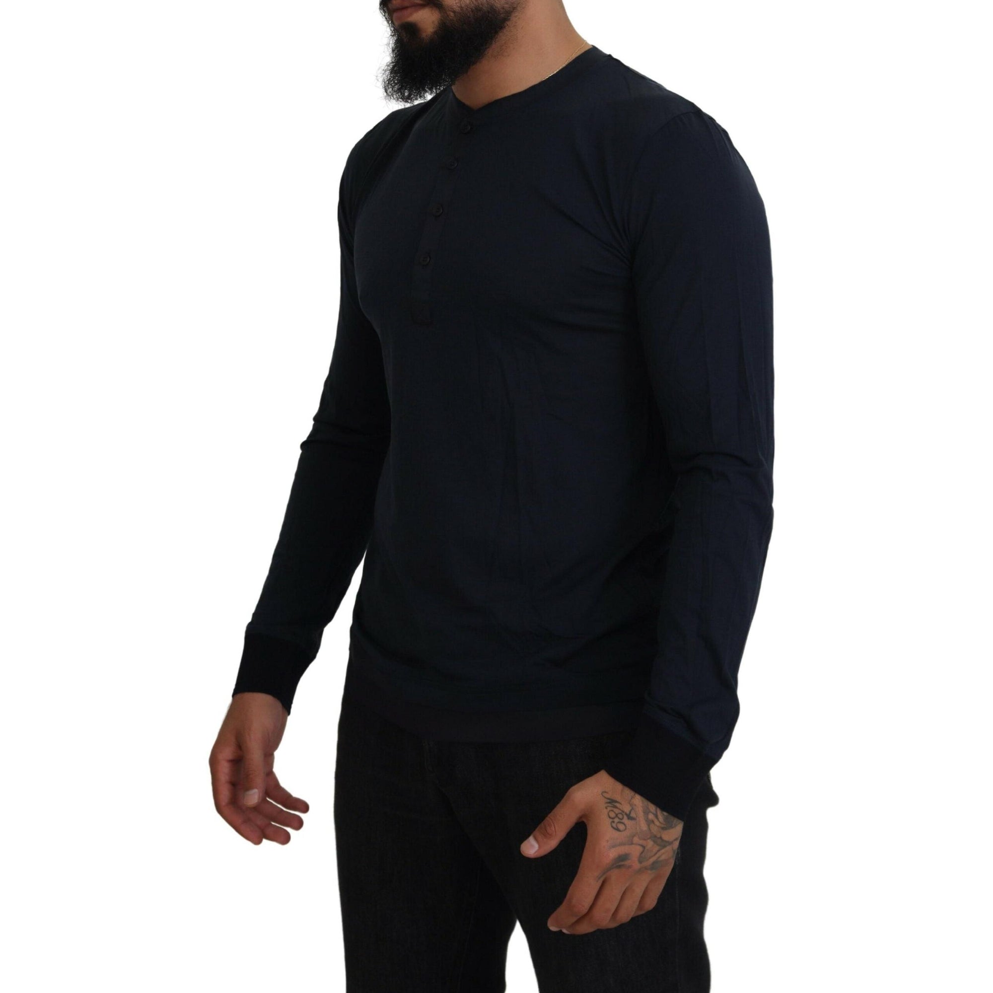 Dolce & Gabbana Elegant Cotton-Silk Blend Blue Pullover