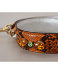 Dolce & Gabbana Chic Orange Leather Bag Strap with Gold-Tone Clasps