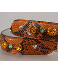 Dolce & Gabbana Chic Orange Leather Bag Strap with Gold-Tone Clasps
