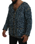 Dolce & Gabbana Elegant Blue V-Neck Cardigan Sweater
