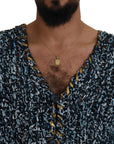 Dolce & Gabbana Elegant Blue V-Neck Cardigan Sweater