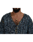 Dolce & Gabbana Elegant Blue V-Neck Cardigan Sweater