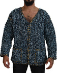 Dolce & Gabbana Elegant Blue V-Neck Cardigan Sweater