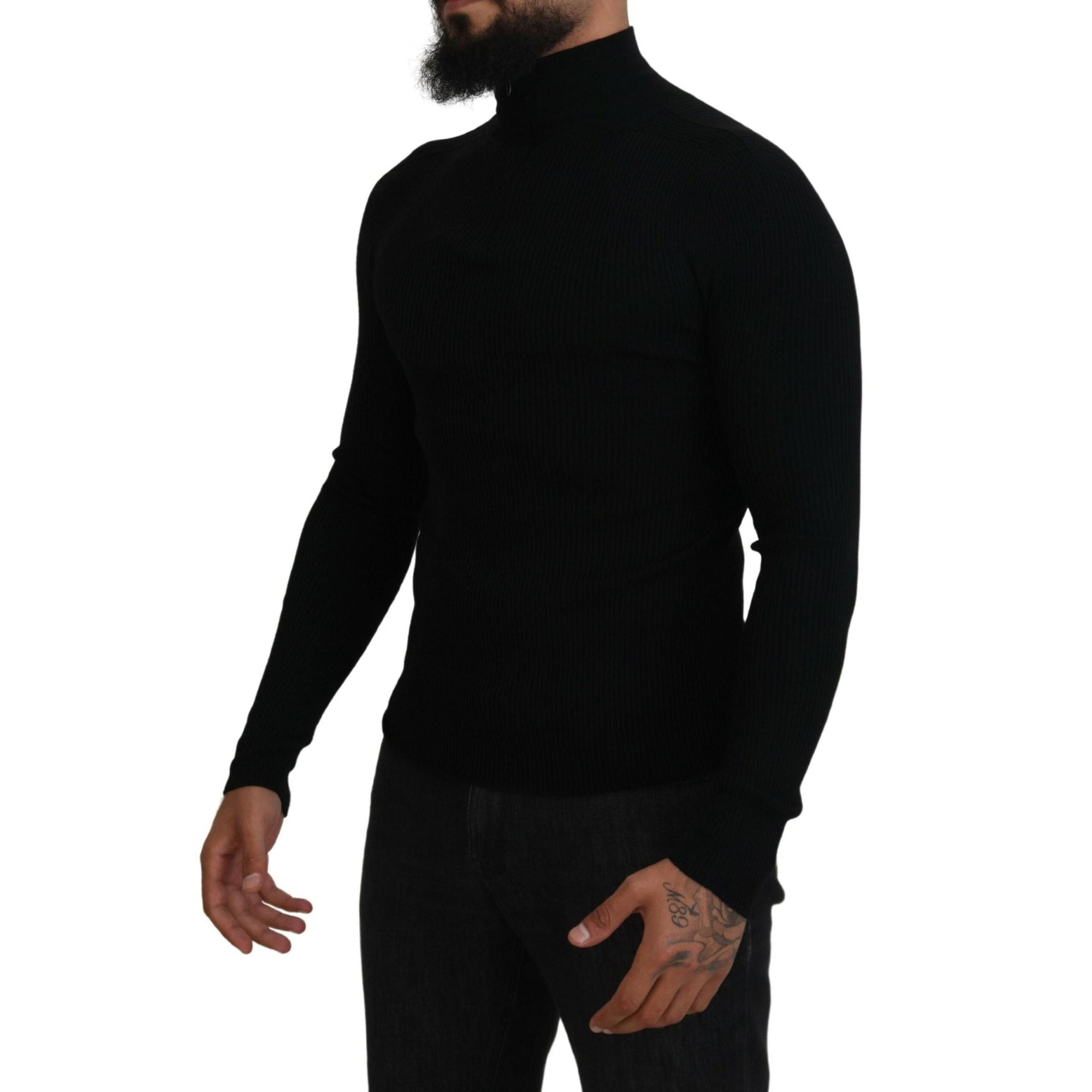 Dolce & Gabbana Elegant Black Wool Half Zip Turtleneck Sweater
