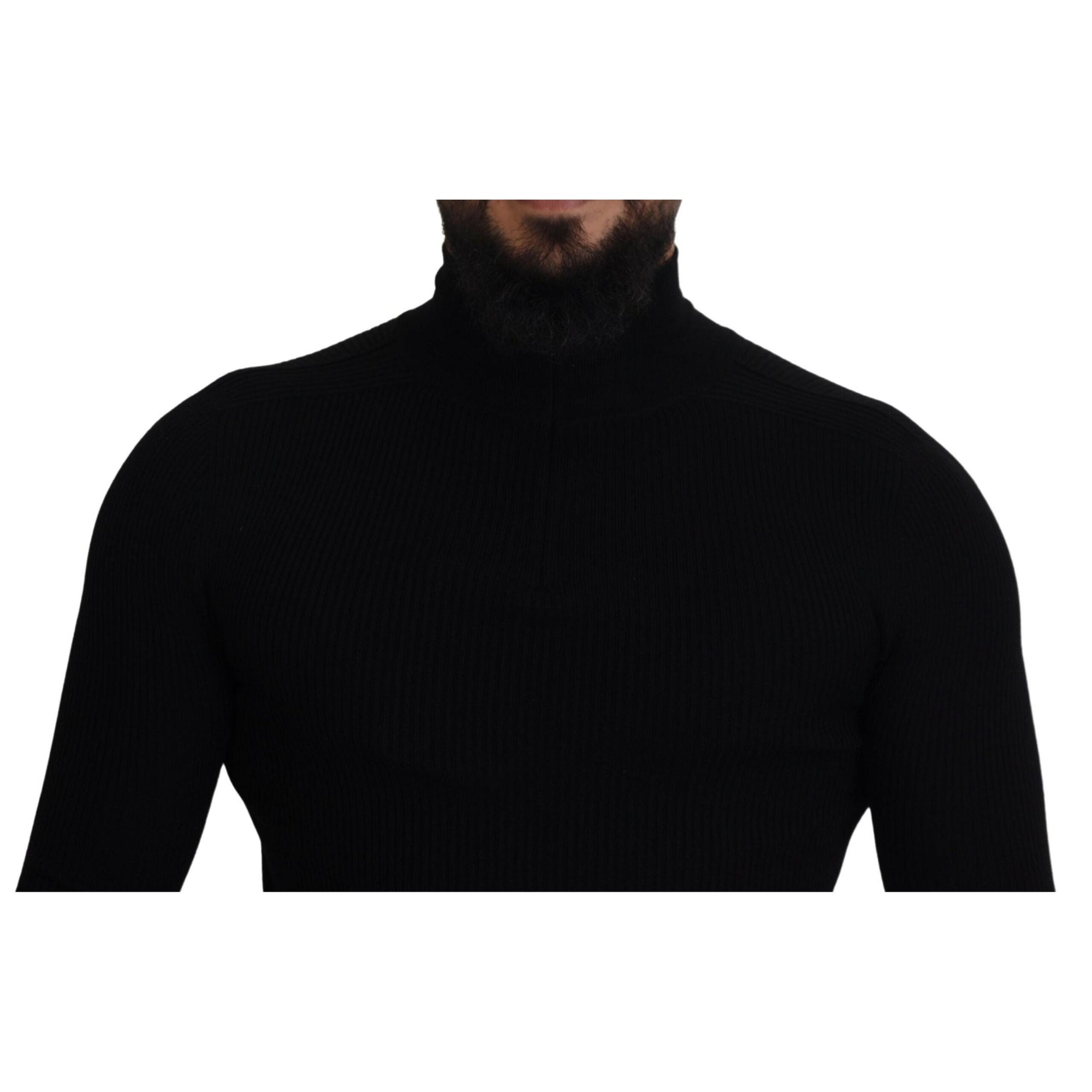 Dolce & Gabbana Elegant Black Wool Half Zip Turtleneck Sweater