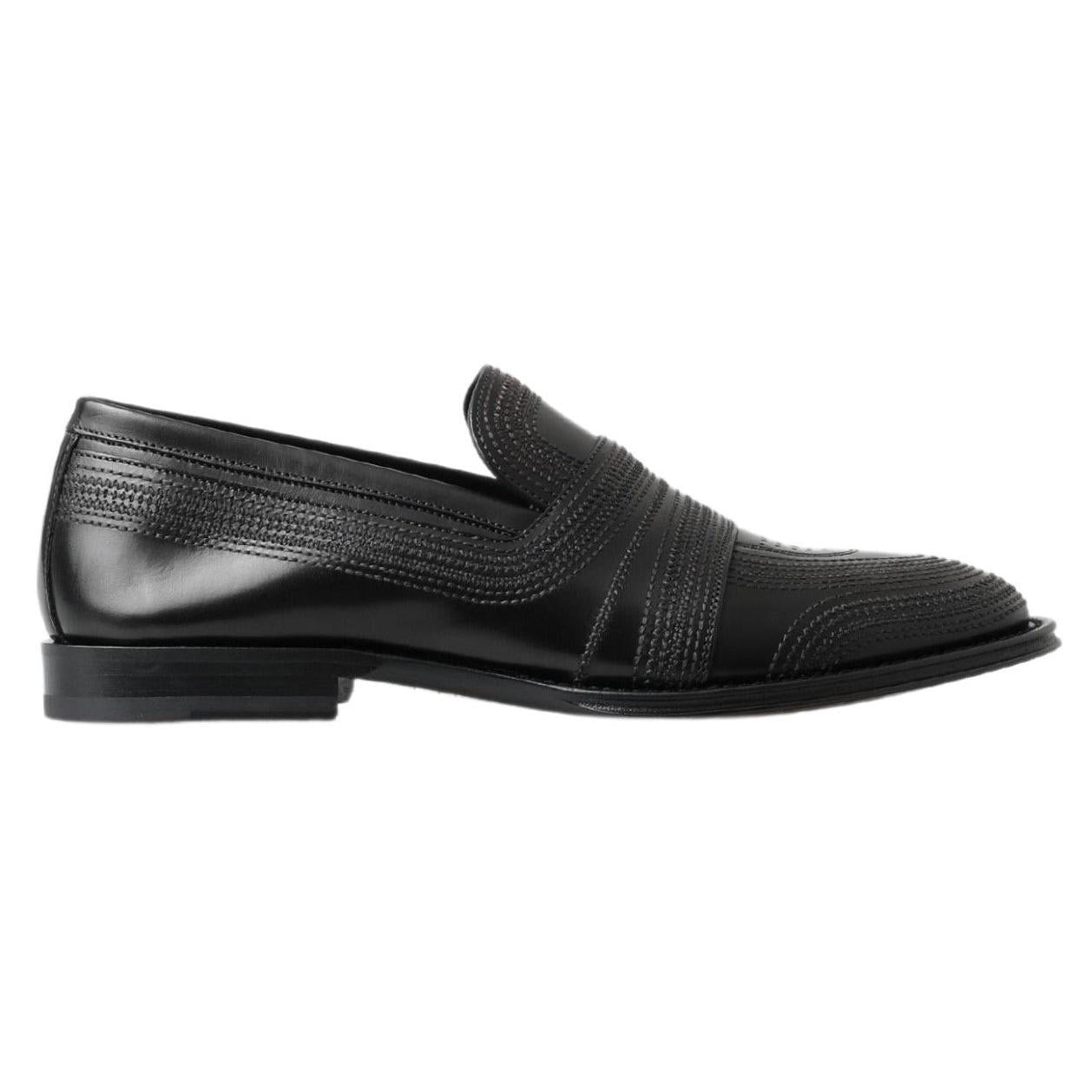 Dolce & Gabbana Elegant Black Leather Slipper Loafers