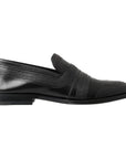 Dolce & Gabbana Elegant Black Leather Slipper Loafers