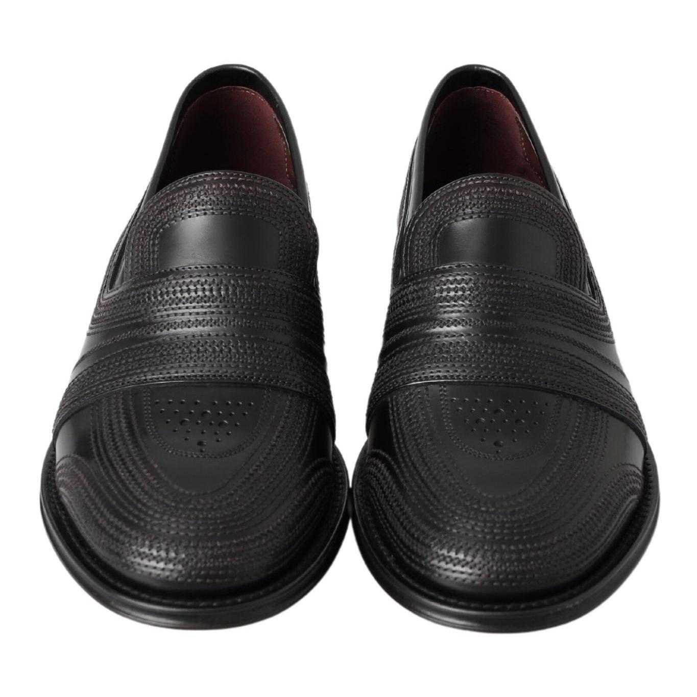 Dolce & Gabbana Elegant Black Leather Slipper Loafers