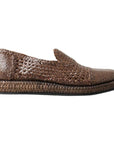 Dolce & Gabbana Elegant Leather Slipper Loafers in Brown