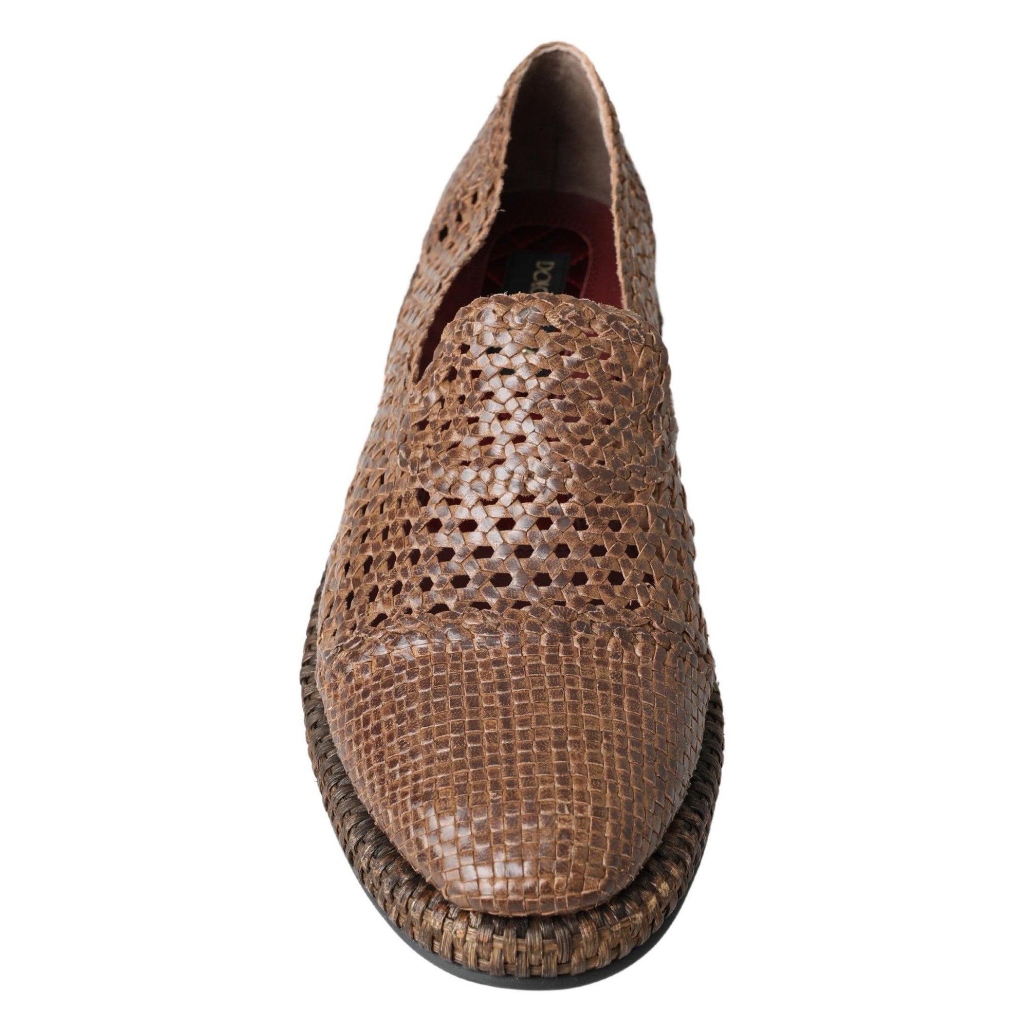 Dolce & Gabbana Elegant Leather Slipper Loafers in Brown