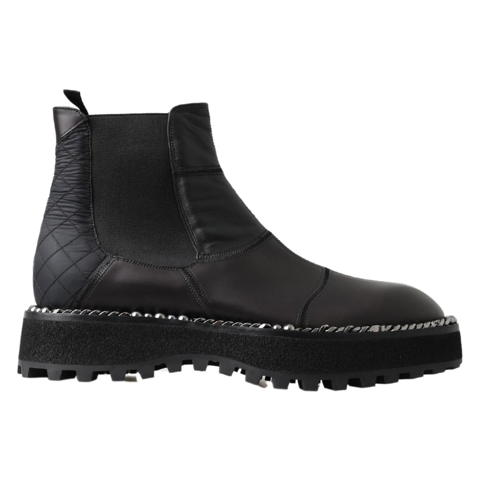 Dolce & Gabbana Elegant Black Ankle Stretch Slip On Boots
