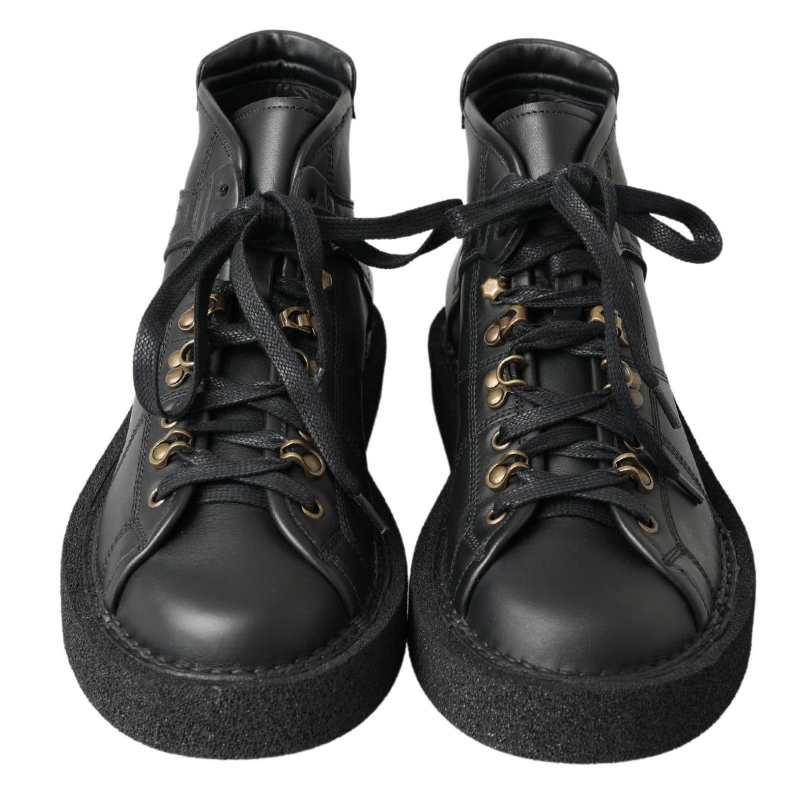 Dolce & Gabbana Elegant Ankle Boots with Silver Chain Detail