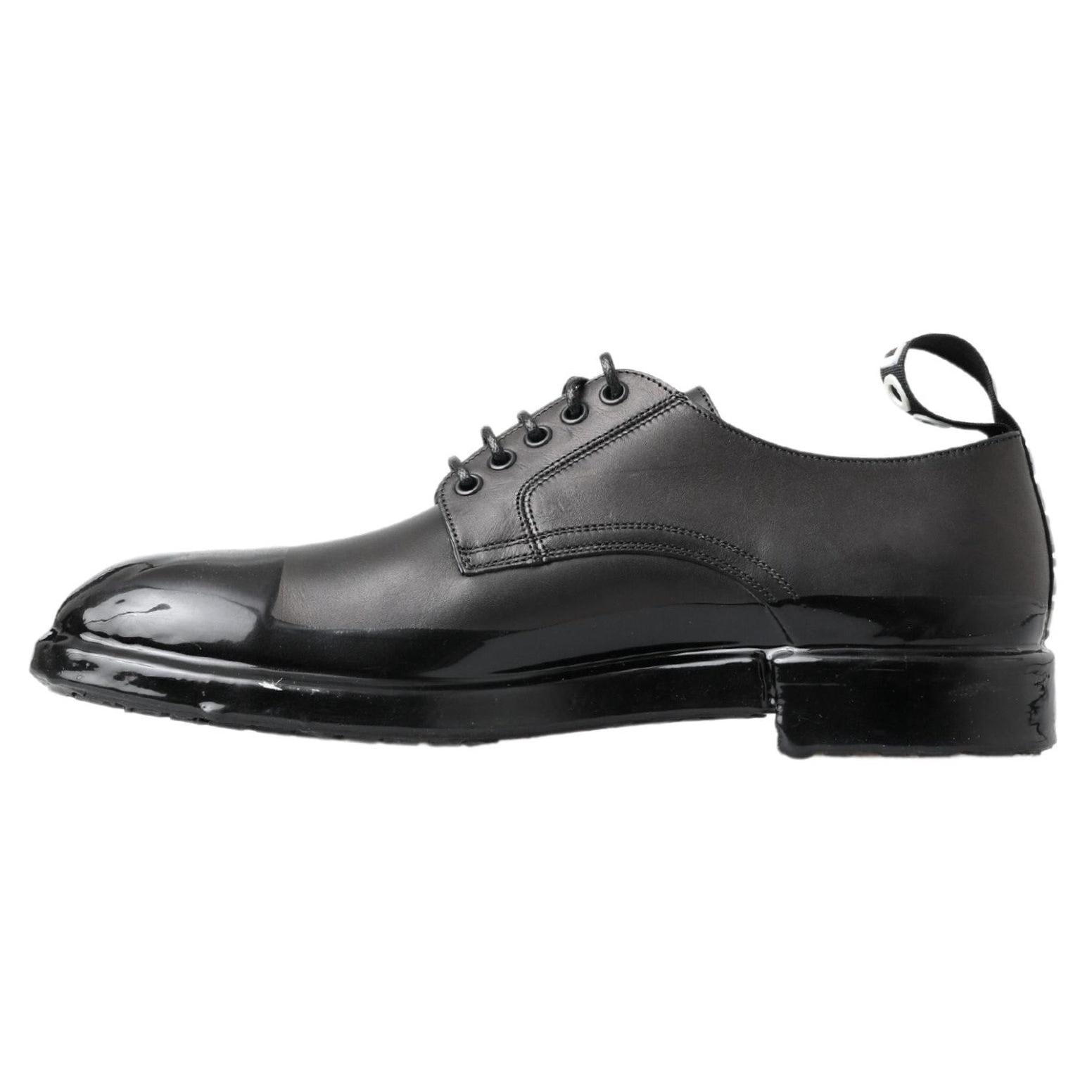 Dolce & Gabbana Elegant Derby Lace-Up Leather Shoes in Black