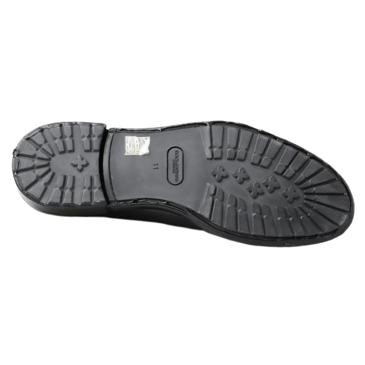 Dolce & Gabbana Elegant Derby Lace-Up Leather Shoes in Black