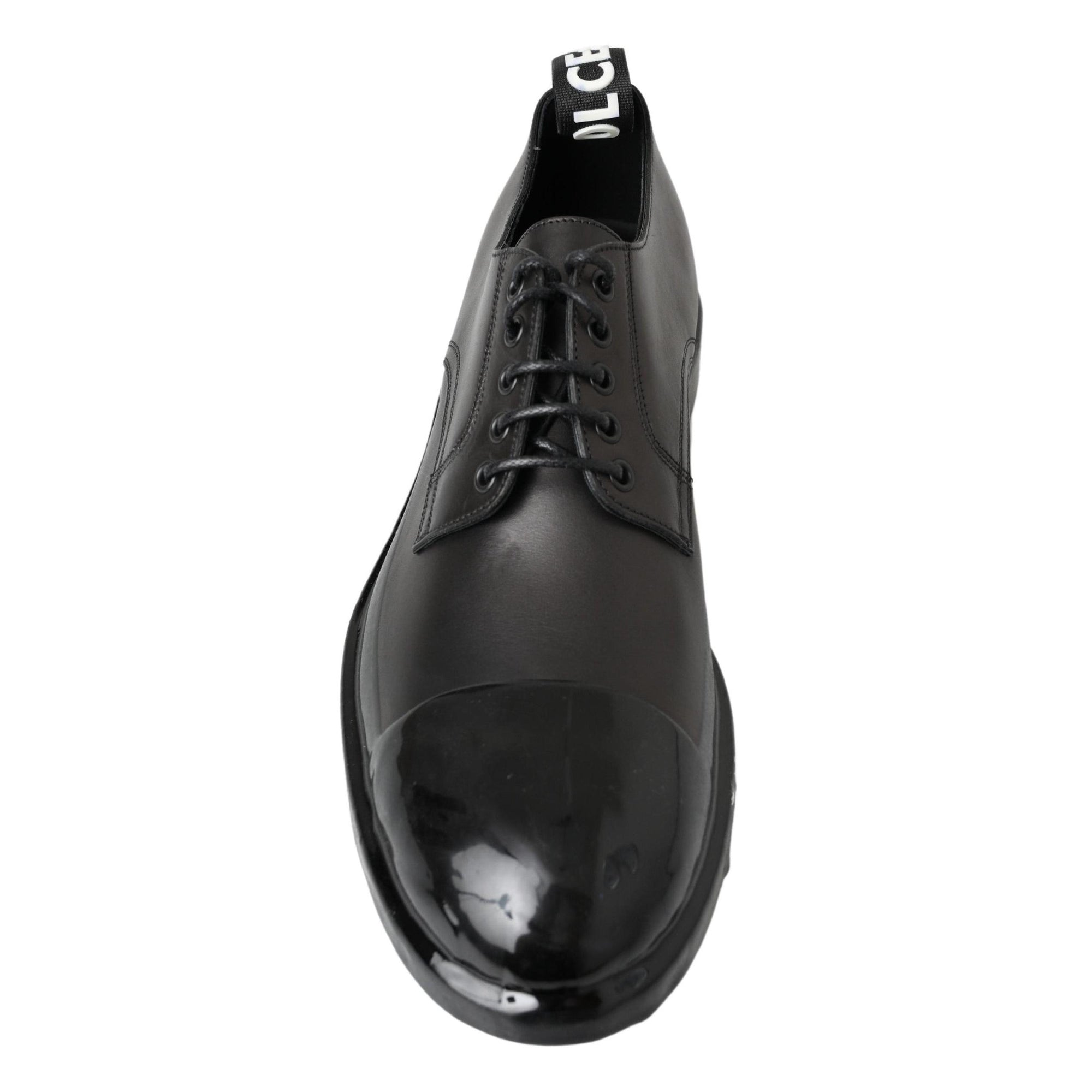 Dolce & Gabbana Elegant Derby Lace-Up Leather Shoes in Black