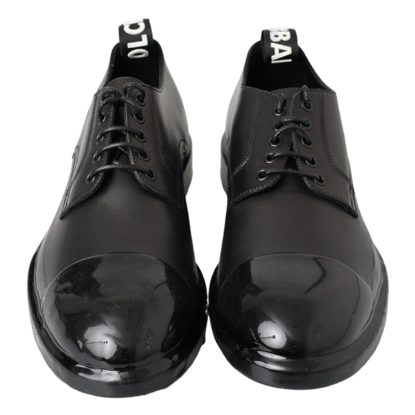 Dolce & Gabbana Elegant Derby Lace-Up Leather Shoes in Black
