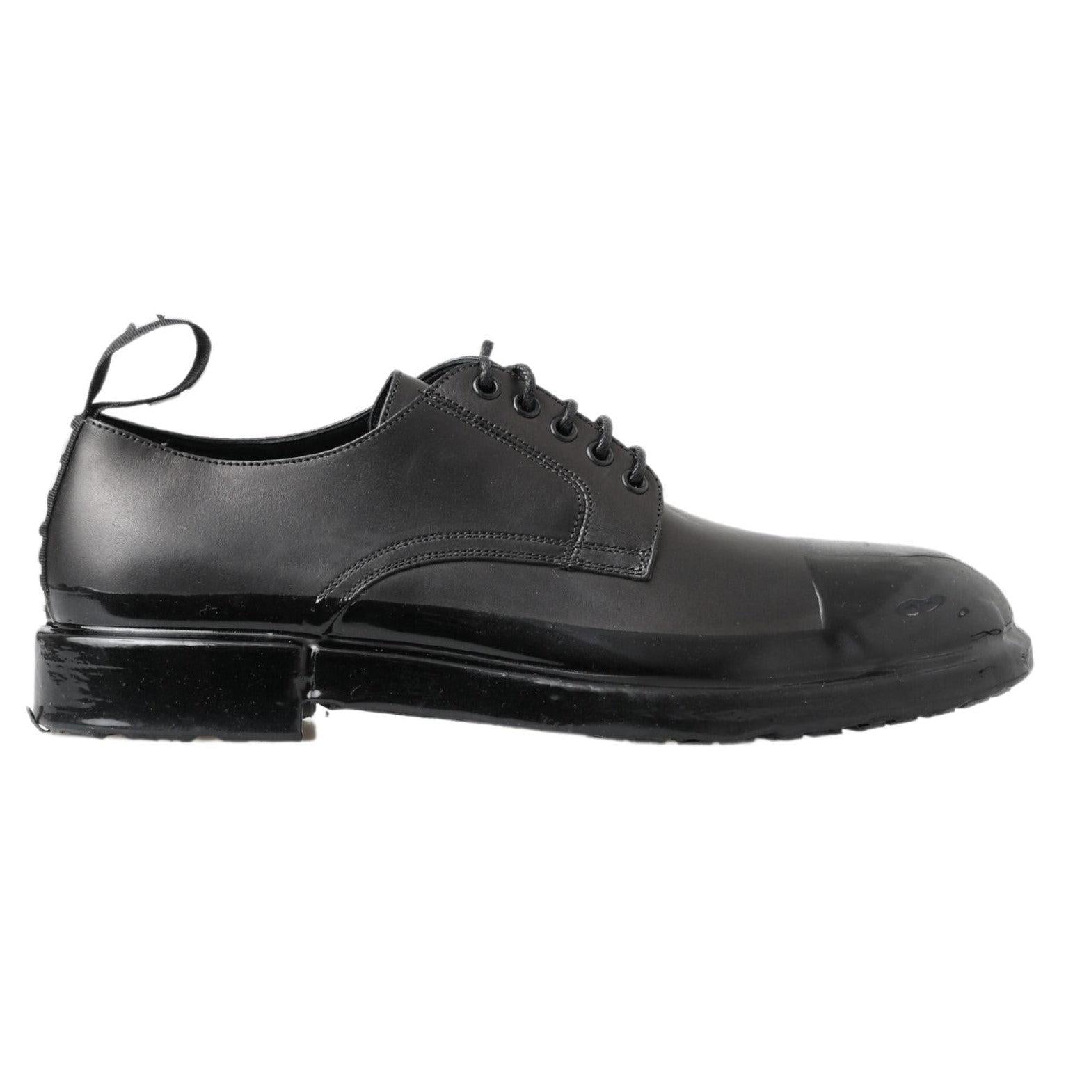 Dolce & Gabbana Elegant Derby Lace-Up Leather Shoes in Black