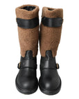 Dolce & Gabbana Black Shearling Leather Long Boots