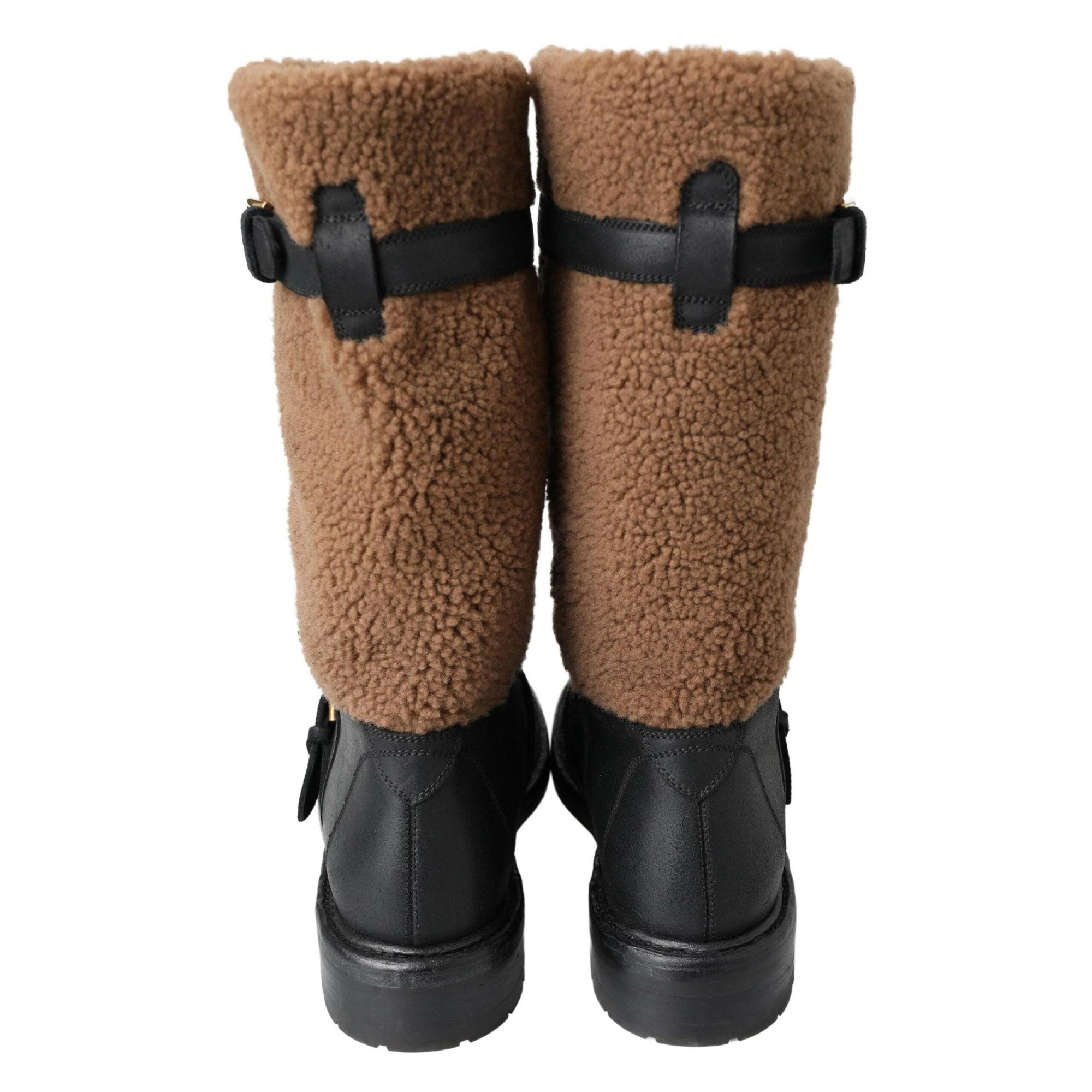Dolce & Gabbana Black Shearling Leather Long Boots