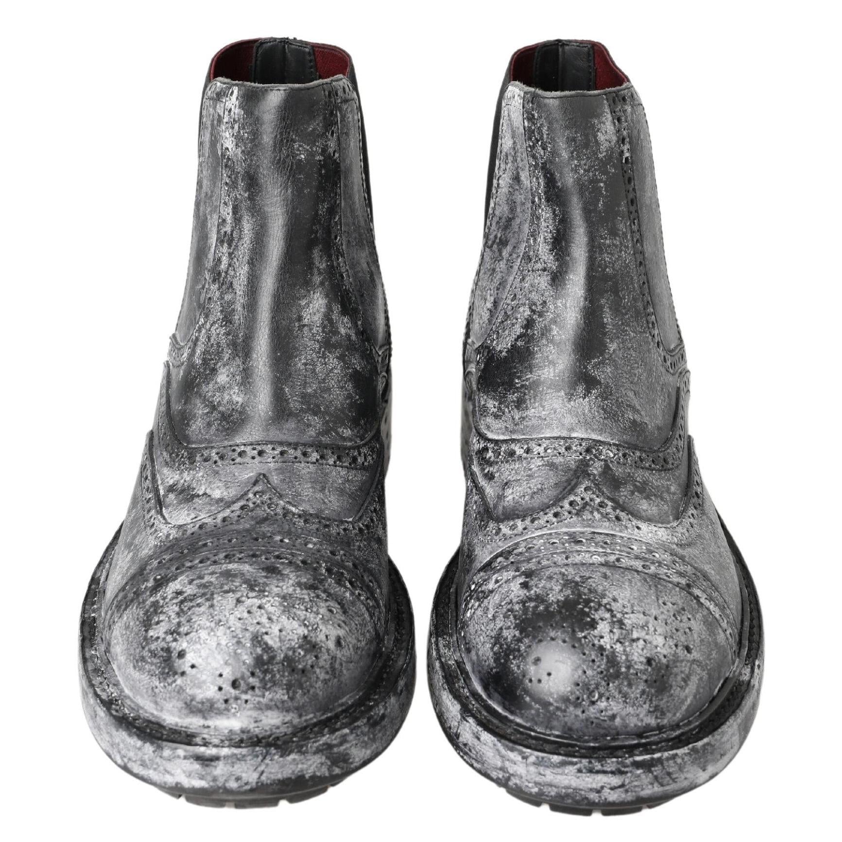 Dolce & Gabbana Elegant Black Faded Chelsea Ankle Boots