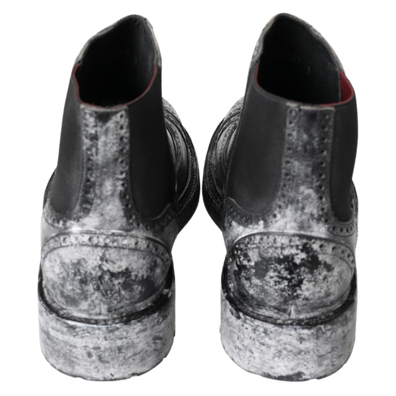 Dolce & Gabbana Elegant Black Faded Chelsea Ankle Boots