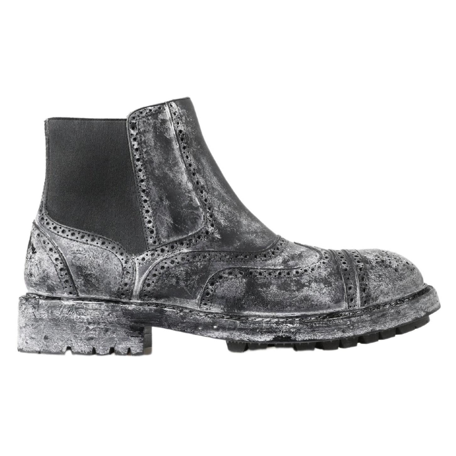 Dolce & Gabbana Elegant Black Faded Chelsea Ankle Boots