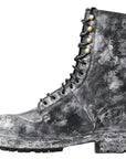 Dolce & Gabbana Chic Black Lace-Up Boots with Gray White Fade