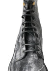 Dolce & Gabbana Chic Black Lace-Up Boots with Gray White Fade