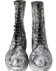 Dolce & Gabbana Chic Black Lace-Up Boots with Gray White Fade