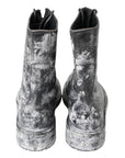 Dolce & Gabbana Chic Black Lace-Up Boots with Gray White Fade