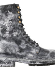 Dolce & Gabbana Chic Black Lace-Up Boots with Gray White Fade