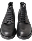 Dolce & Gabbana Equisite Black Lace-Up Leather Boots