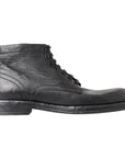 Dolce & Gabbana Equisite Black Lace-Up Leather Boots