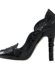 Dolce & Gabbana Elegant Black Crystal Cinderella Pumps